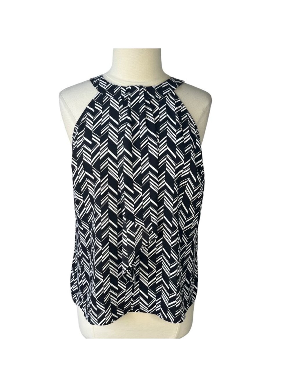 White House Black Market Sleeveless Blouse Womens Medium Black White